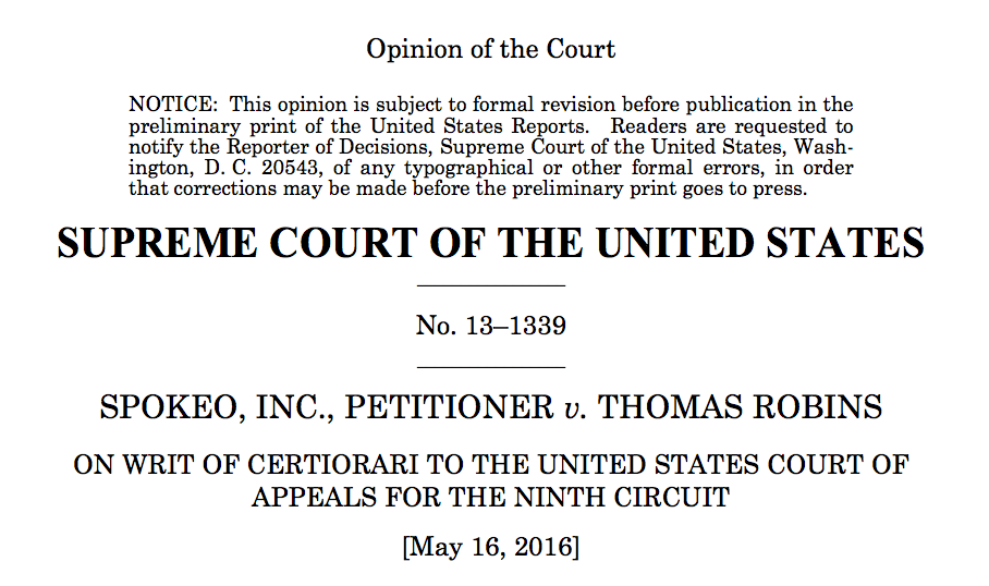 Spokeo SCOTUS Decision