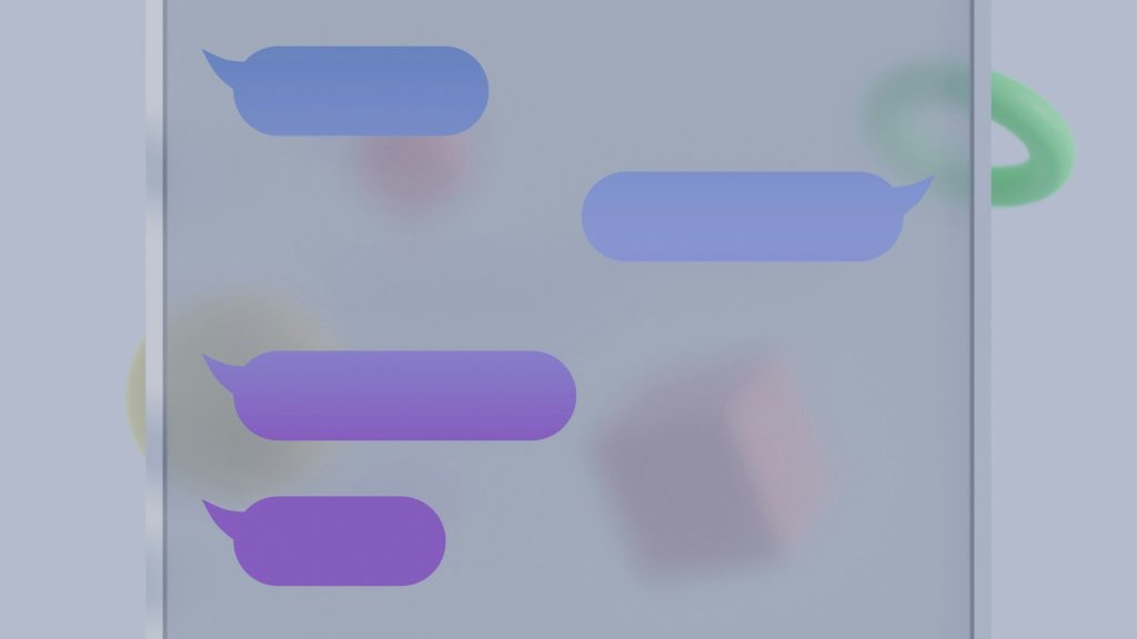 AI chatbot for collections stylized chat example.